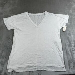 Anthropologie Pilcro Shirt Women Small White Jordyn Oversized Cotton Slub V Neck